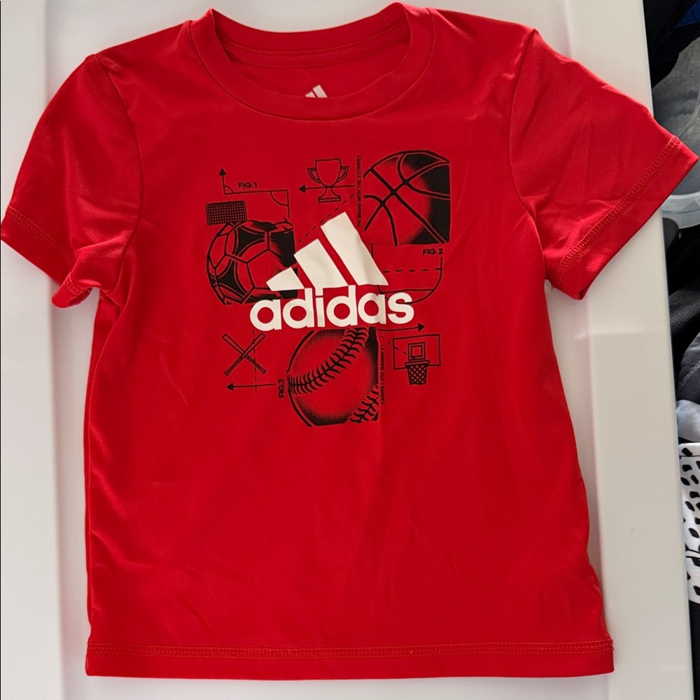 Adidas Kids Red Sports Graphic Tee